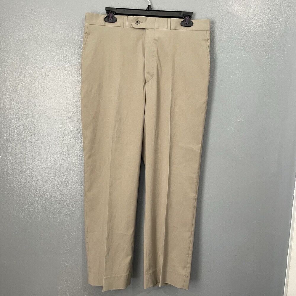 DKNY Dress Pants Mens Size 34x29Khaki The Stuyvesant Flat Front Casual Beige‎